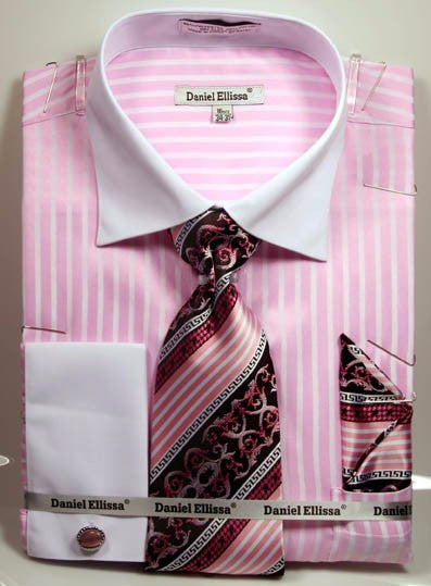 Daniel & Ellisa DS3787P2 Men's Multi Bold Pin Stripe Pattern Shirts wi ...
