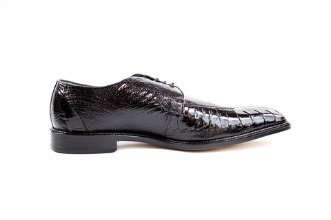 Belvedere Men's Navy Blue Ostrich Crocodile Shoes Cap Toe Onesto